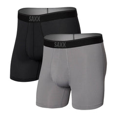 Saxx Quest Quick Dry Mesh 2-Pack Boxer Briefs, Black/Dark Charcoal II