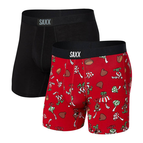 Saxx Vibe Super Soft 2-Pack Boxer Briefs, Kiss Off/Black