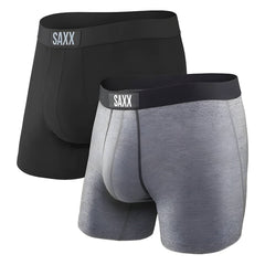 Saxx Vibe Super Soft 2-Pack Boxer Briefs, Black/Grey