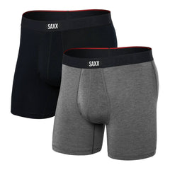 Saxx Vibe Xtra Soft Comfort 2-Pack Boxer Briefs, Black/Dark Grey Heather