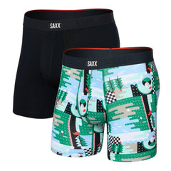 Saxx Vibe Xtra Soft Comfort 2-Pack Boxer Briefs, Geo Golf/Black