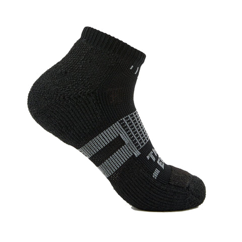 Thorlos Edge Court Unisex Lightweight Low Cut Tennis Socks, Grey/Black