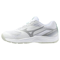 Mizuno Cyclone Speed 5 Jr Court Shoes, White/Black/Frozen Emerald
